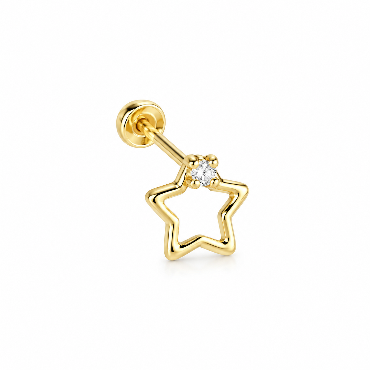Piercing estrella silueta con circonia oro