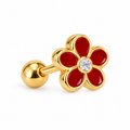 Piercing flor roja oro 10k
