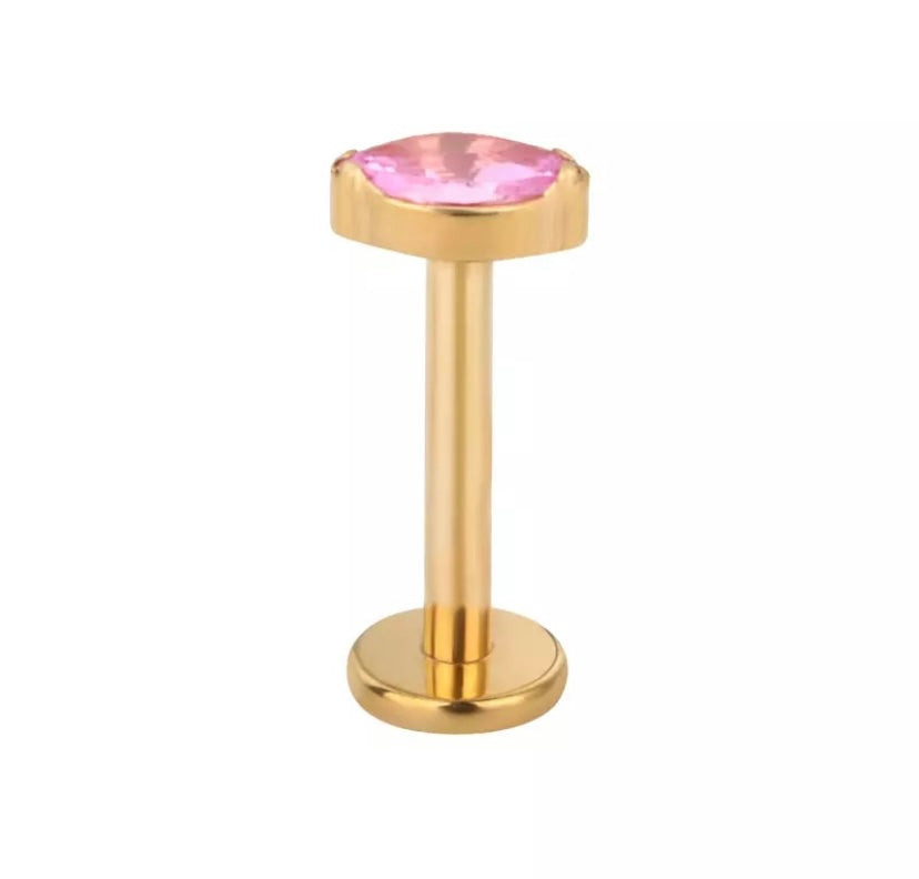 Piercing ovalo rosa titanio