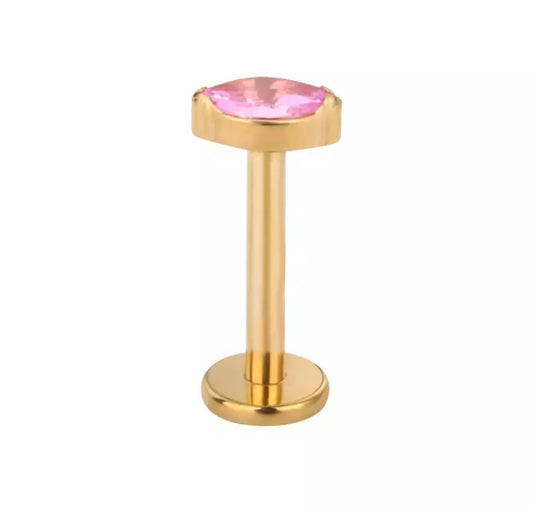 Piercing ovalo rosa titanio