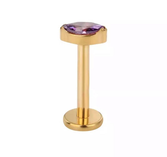 Piercing ovalo morado titanio