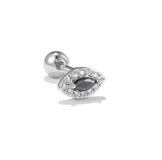 Piercing ojo negro pave plateado