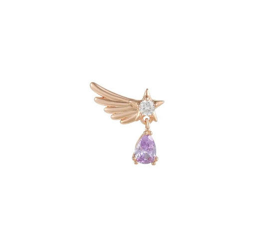 Piercing ala estrella y circonia morada