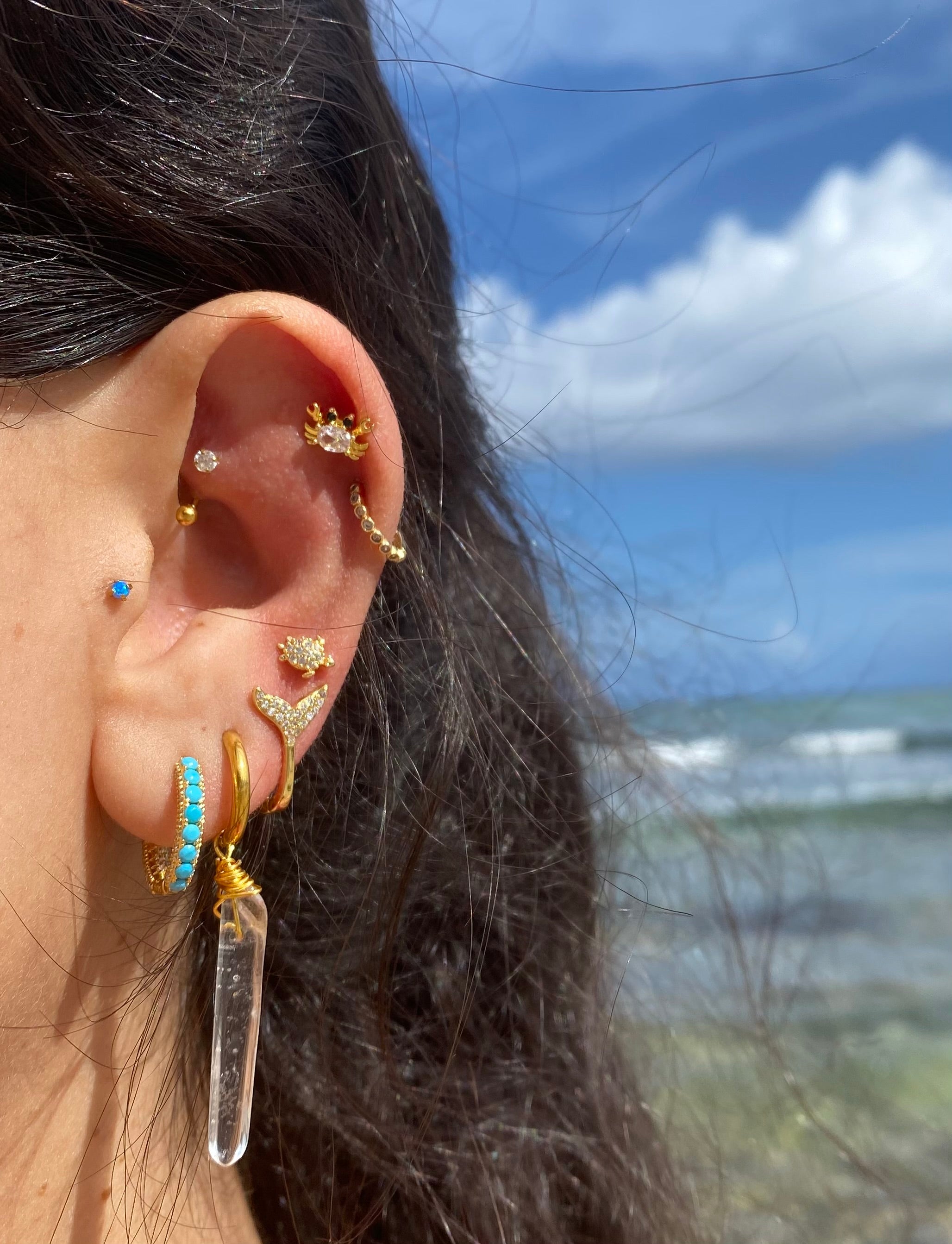Piercing cangrejo blanco