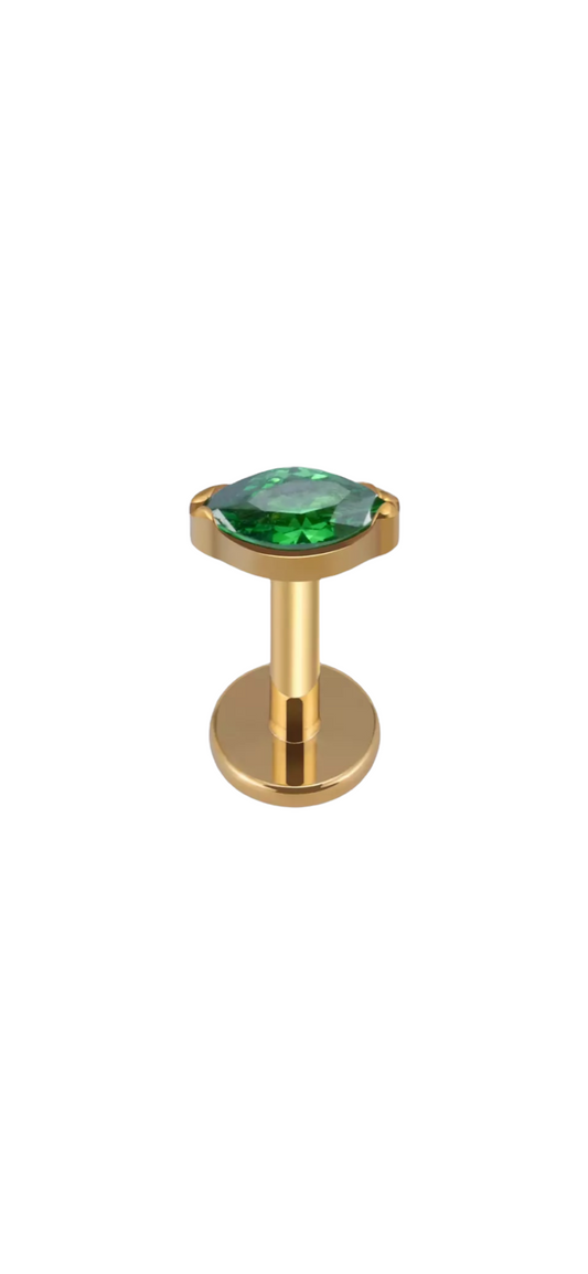 Piercing ovalo verde titanio