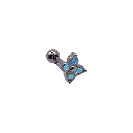 Piercing flor tornasol azul plateada