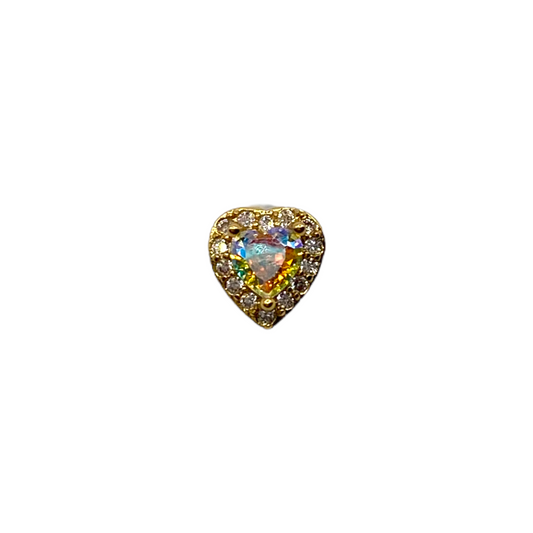 Piercing corazon circonias tornasol