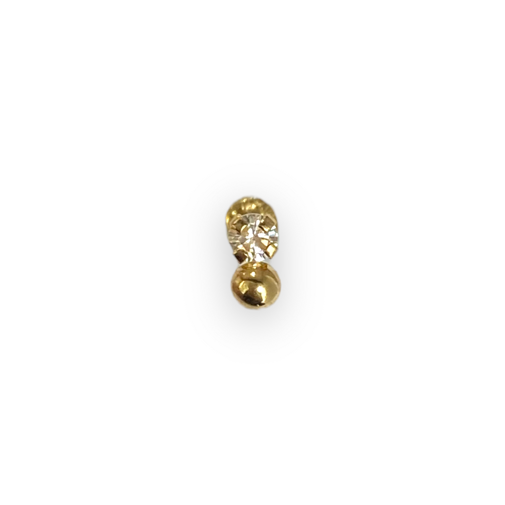 Piercing bolita dorada y circonia