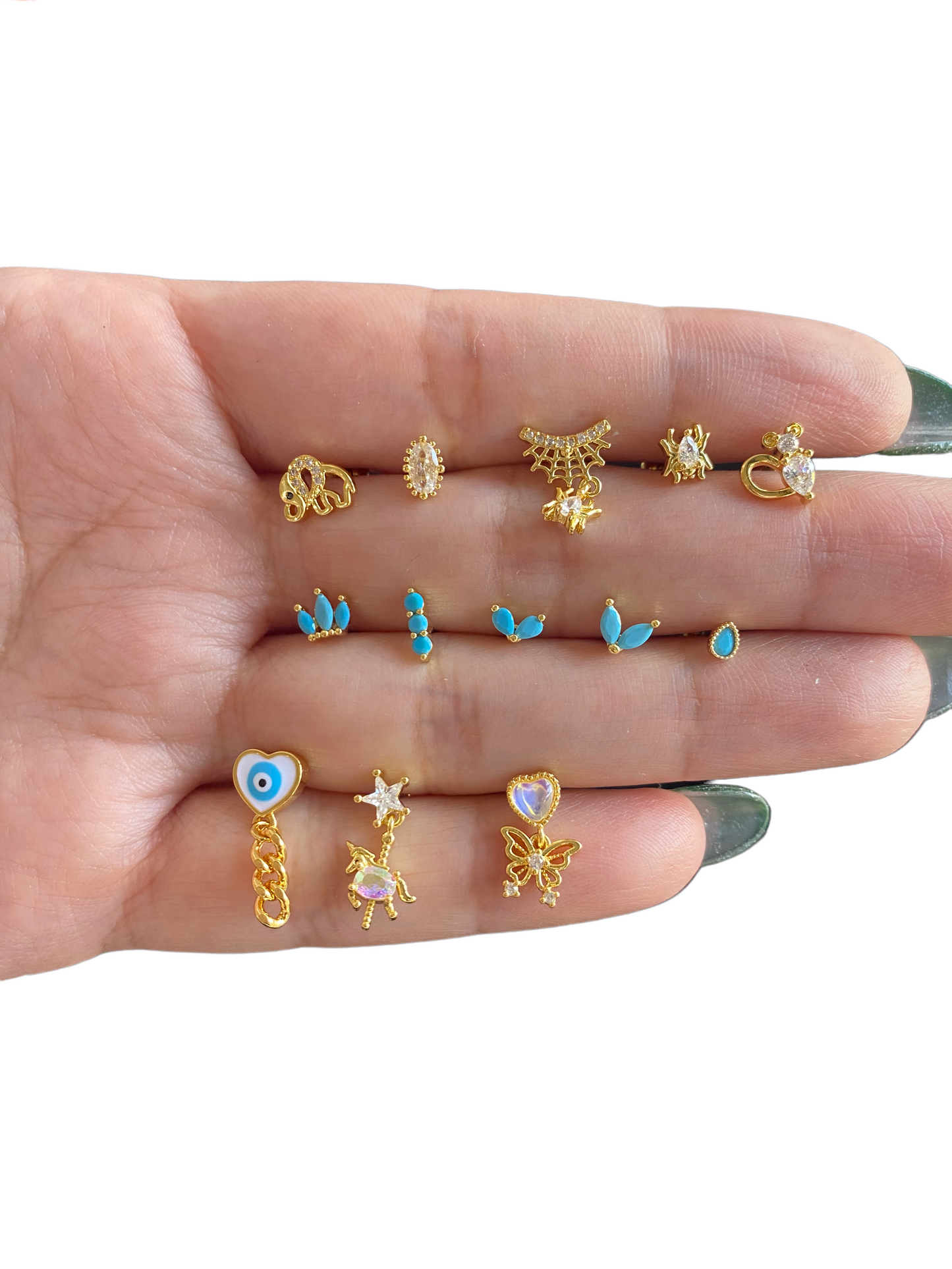 Piercing corona de 3 turquesa