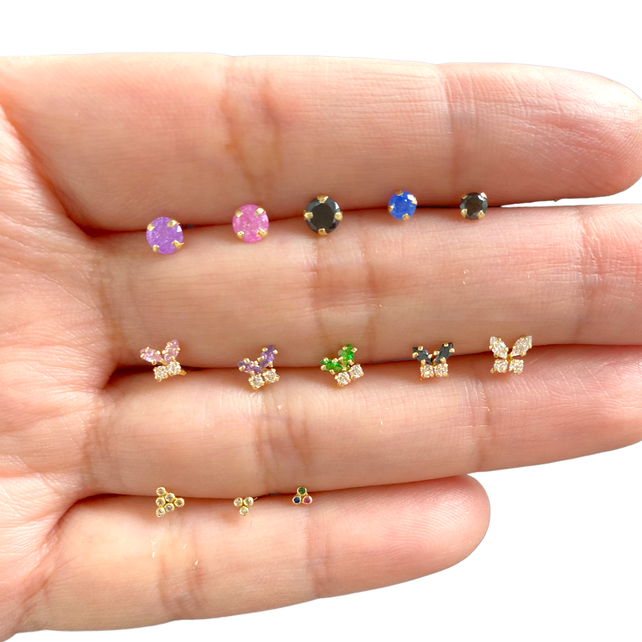 Piercing mini triangulo blanco de 3 circonias