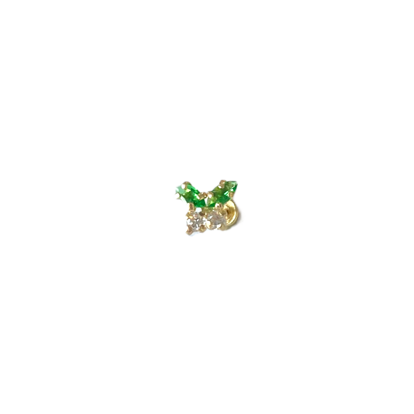 Piercing mariposa verde y blanca