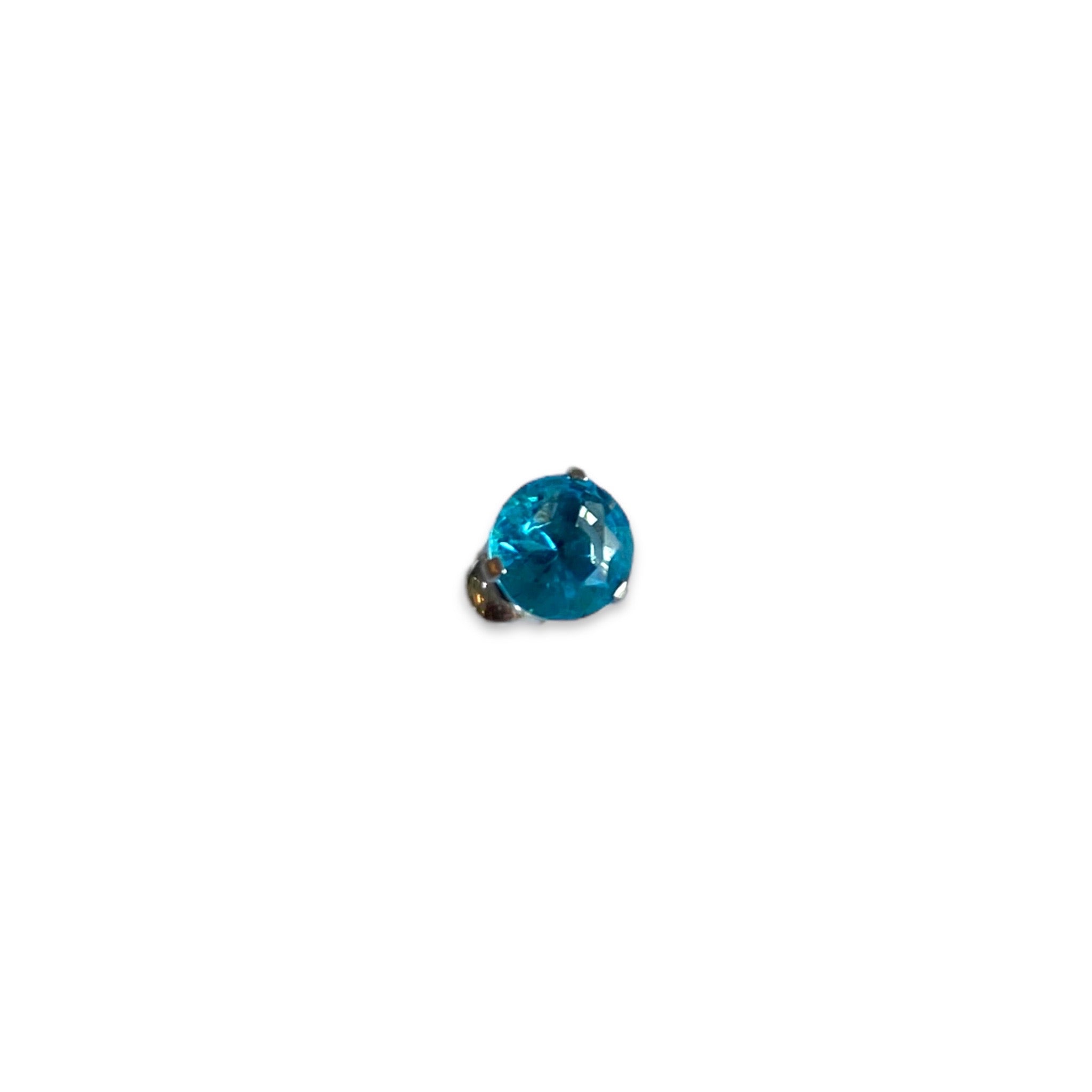 Piercing circonia celeste 5mm plateada