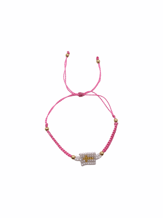 Pulsera tejida rosa de cruz - Pia Pietrina