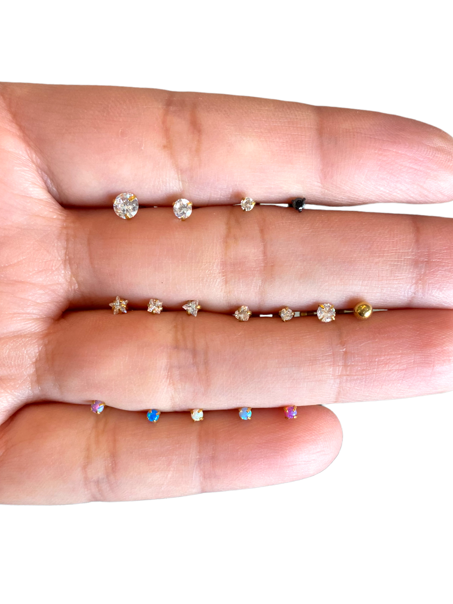 Piercings circonias 2mm, 3mm, 4mm y 5mm labret y bolita